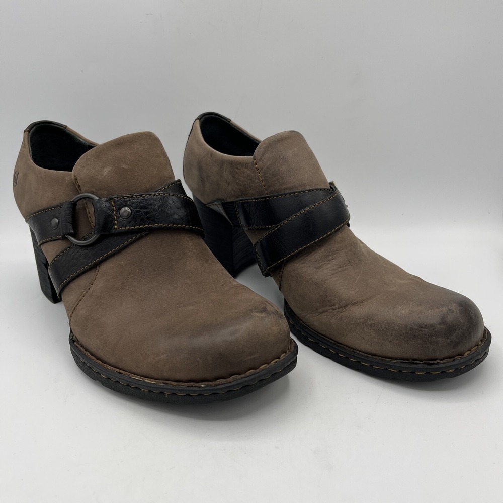 Born Leather Strappy Booties Womens US 8.5 M EU 40 Slip On Harness Chunky Heel - Picture 2 of 16